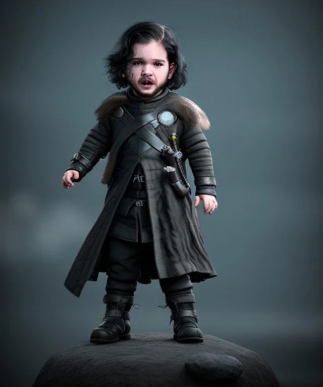 Jon snow toddler, full body, angry, dragon, dramatic lighting, hyper realistic