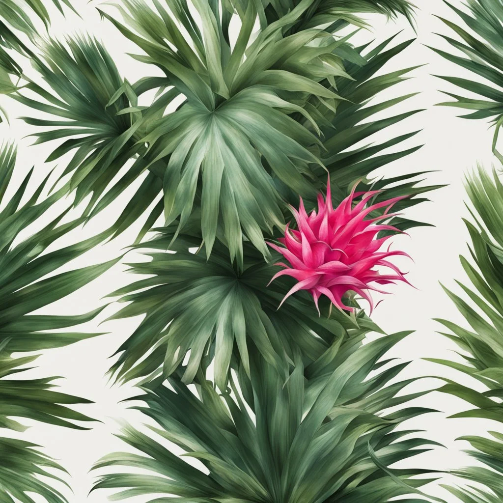 A bush of palm leaves with dragon fruit on a light background to remove