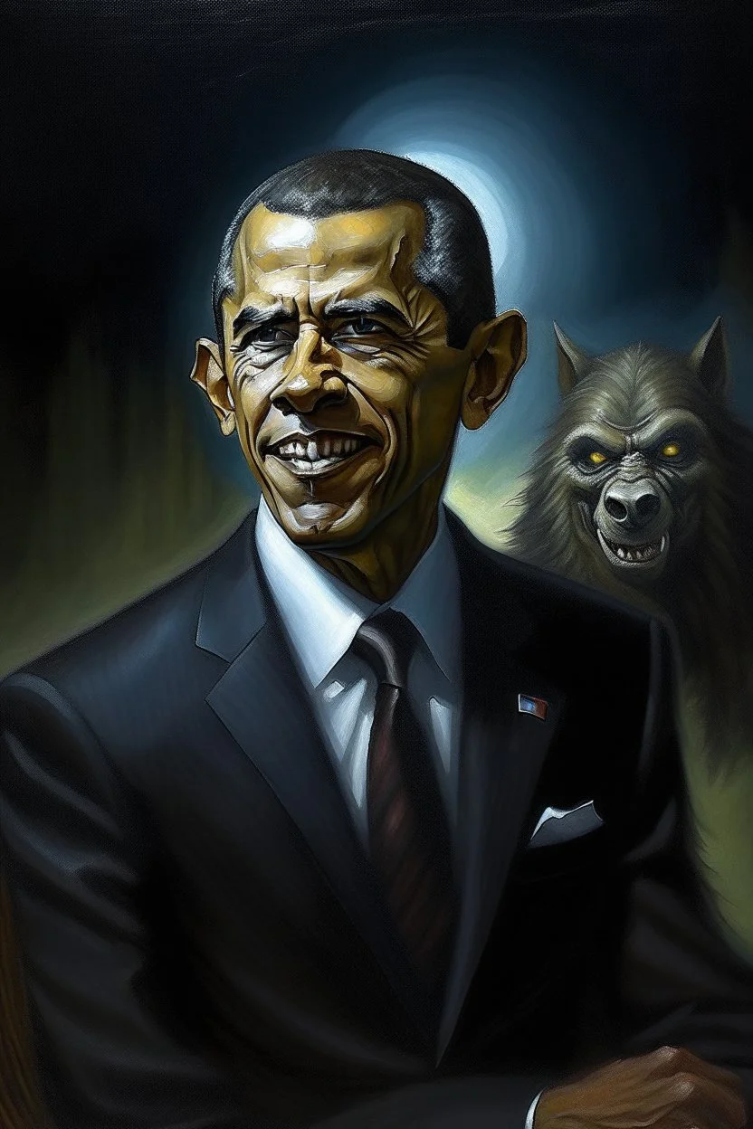 President Barack Obama painted as werewolf