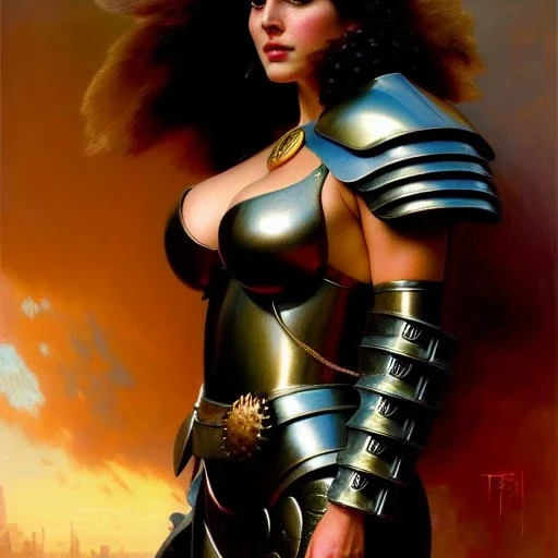 portrait ' Sexy Extra busty Power Girl naked ',ancient metal armor and Helmet ,painting by gaston bussiere, greg rutkowski, yoji shinkawa, yoshitaka amano, tsutomu nihei, donato giancola, tim hildebrandt, oil on canvas, cinematic composition, extreme detail,fit full head inside picture,16k