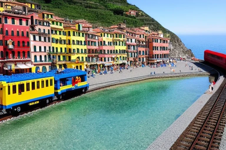 Lego Train in lego riomaggiore italy sea town lego