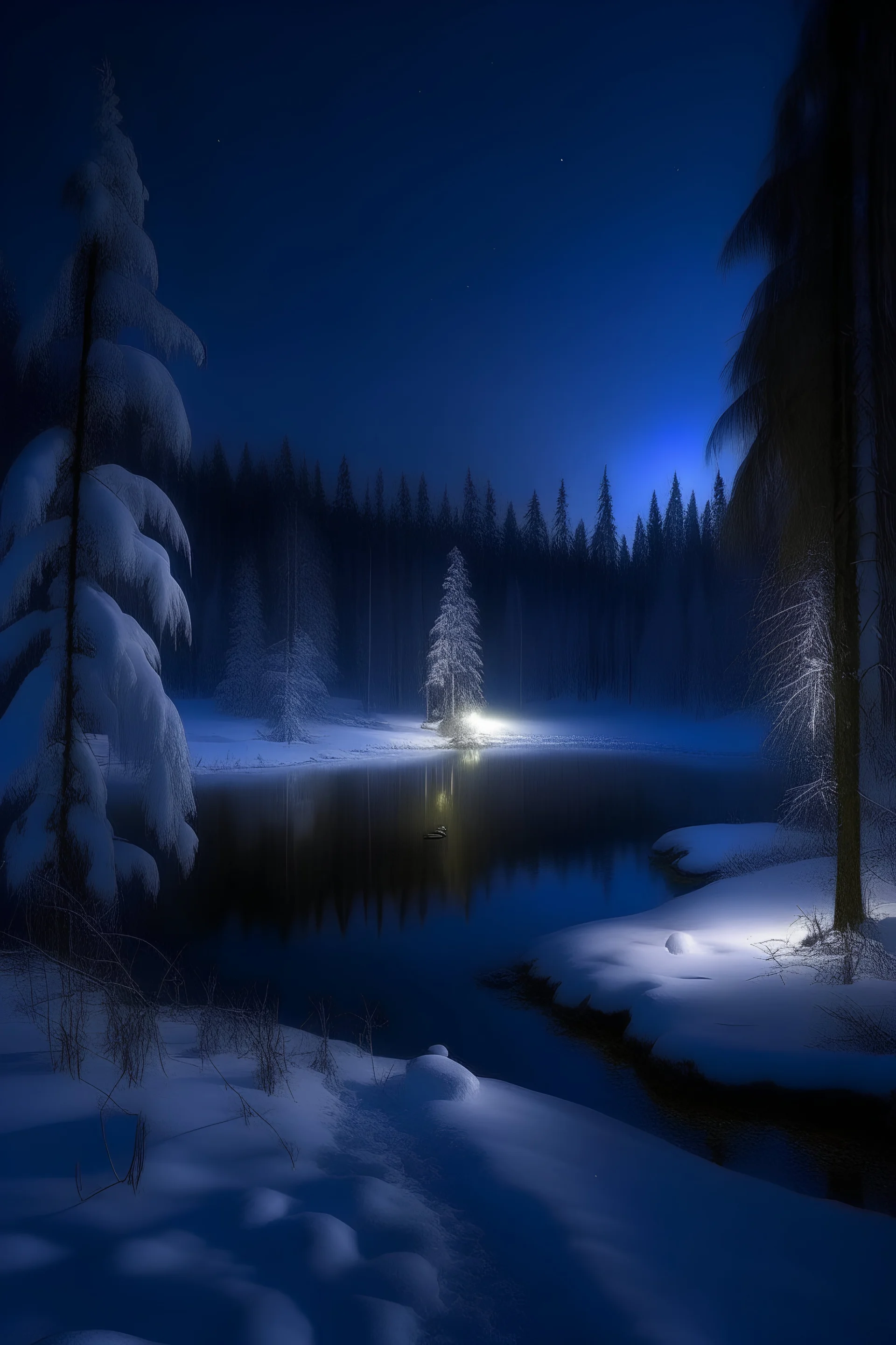 Winter Night photo & image  landscape, nature at night, nature