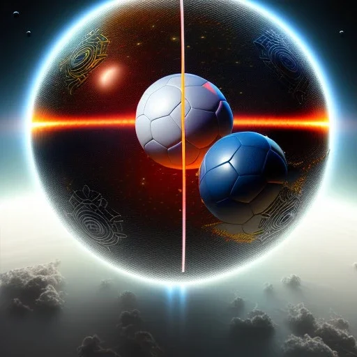 soccerball Outerspace carbon, earth orbit, volcano and stars