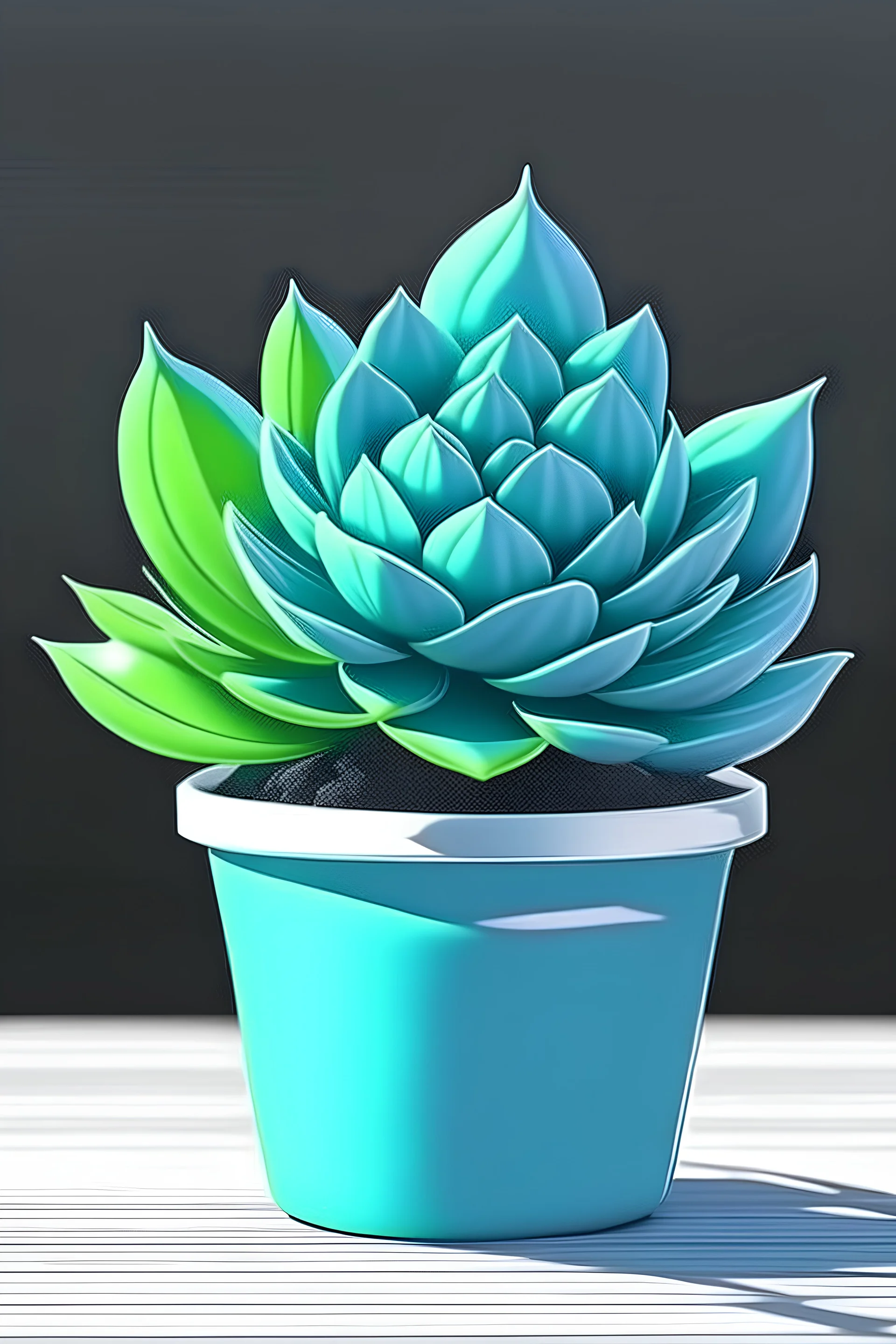 succulent side profile synthwave vector