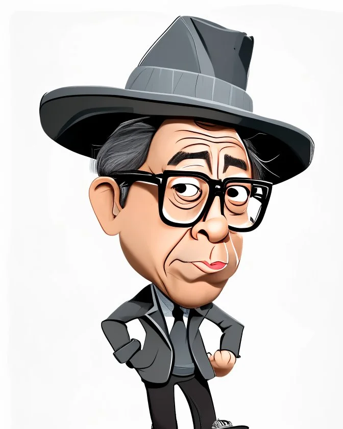 Caricatura de Gustavo Petro hablando serio cuerpo completo sombrero estilo baquero traje gris no cornbata obra de arte detallado 4k