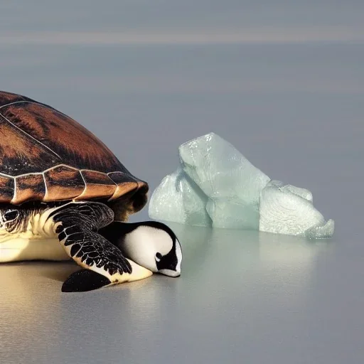 turtle and iceberg and penguin