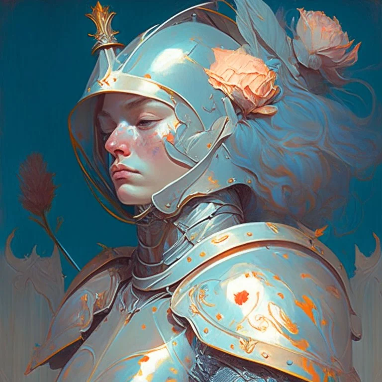 dream portrait of female knight by james jean