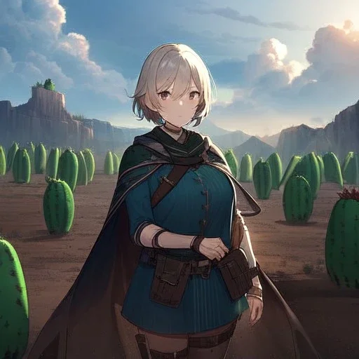 anime real life like cactus in the desert in arizona, grand canyon,anime, storm clouds in the background