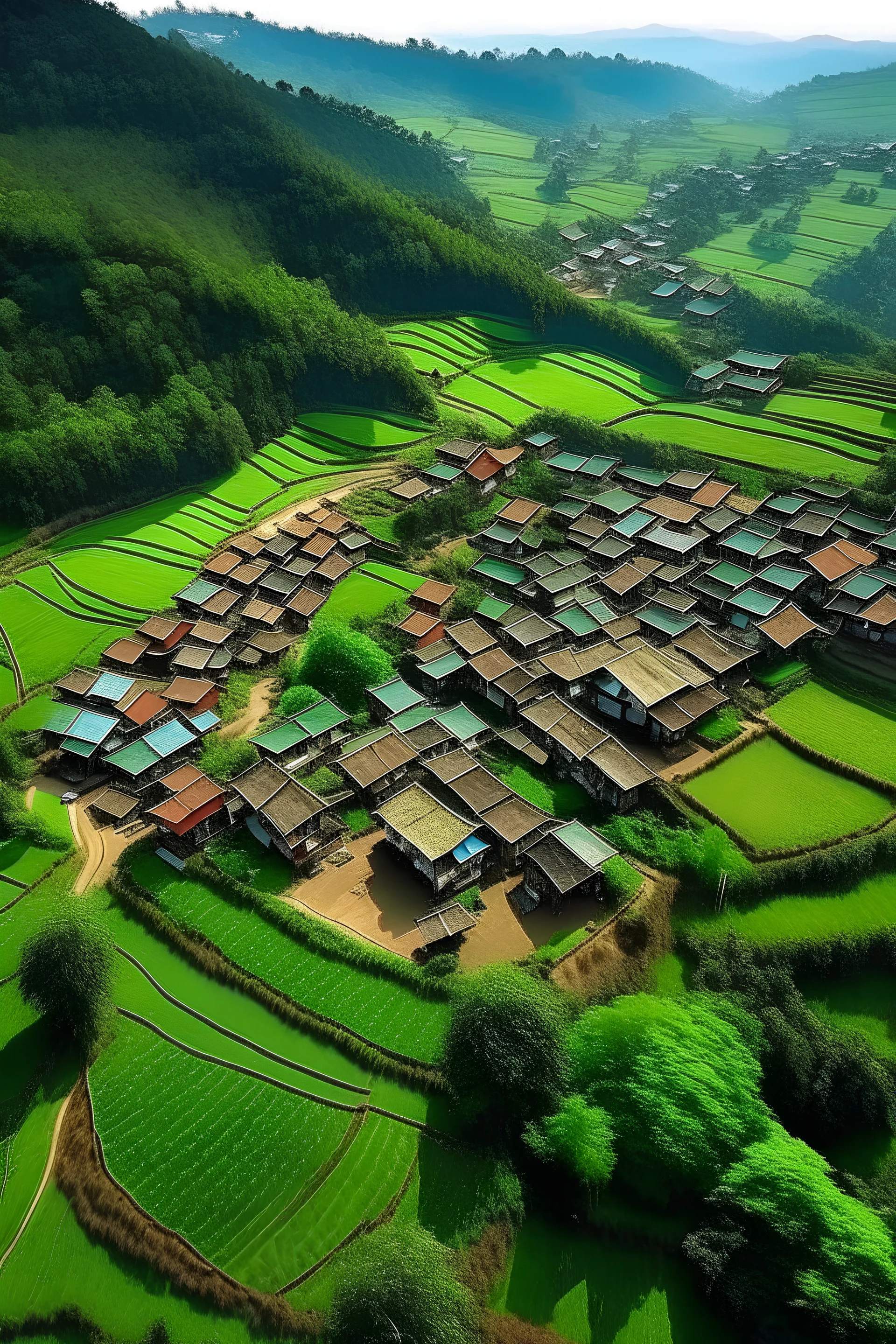 a village from bird eye view