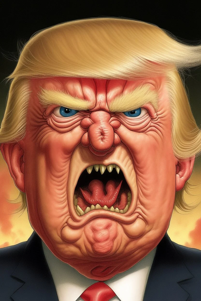 donald trump as an angry ugly pig