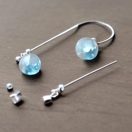 earring, jewlery, silver, moon, aquamarine, avangard design