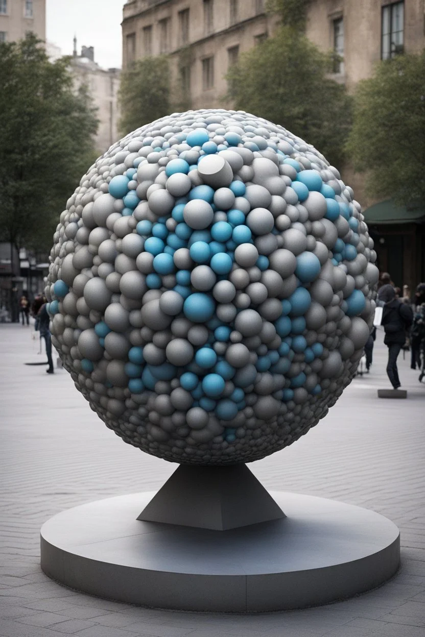 статуя на улице, Шар как атом/молекула: Сделать поверхность шара похожей на модель атома или молекулы, используя геометрические формы, светящиеся элементы или проекцию. . Для этого можно использовать различные геометрические формы, такие как круги, треугольники, шестиугольники и т. д., чтобы создать абстрактное изображение структуры атома или молекулы. Кроме того, возможно использование светящихся элементов, чтобы придать статуе особую магическую атмосферу и привлечь внимание прохожих ночью.
