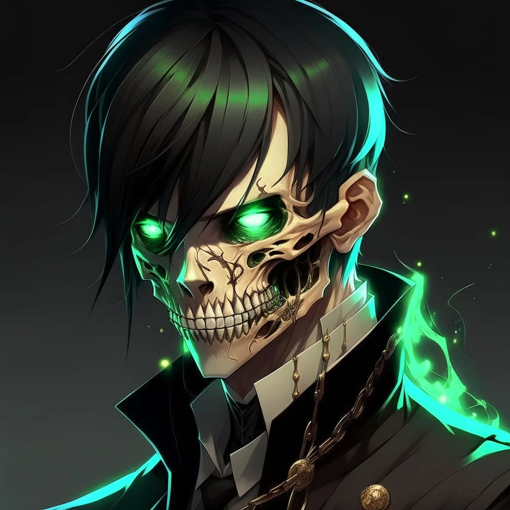 male, half-elf, young, noble, costume, skull mask, pale skin color
