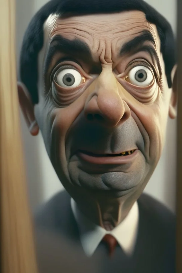 mr bean as jack in "shining", trending art, 8k, depth of field, volumetric fog