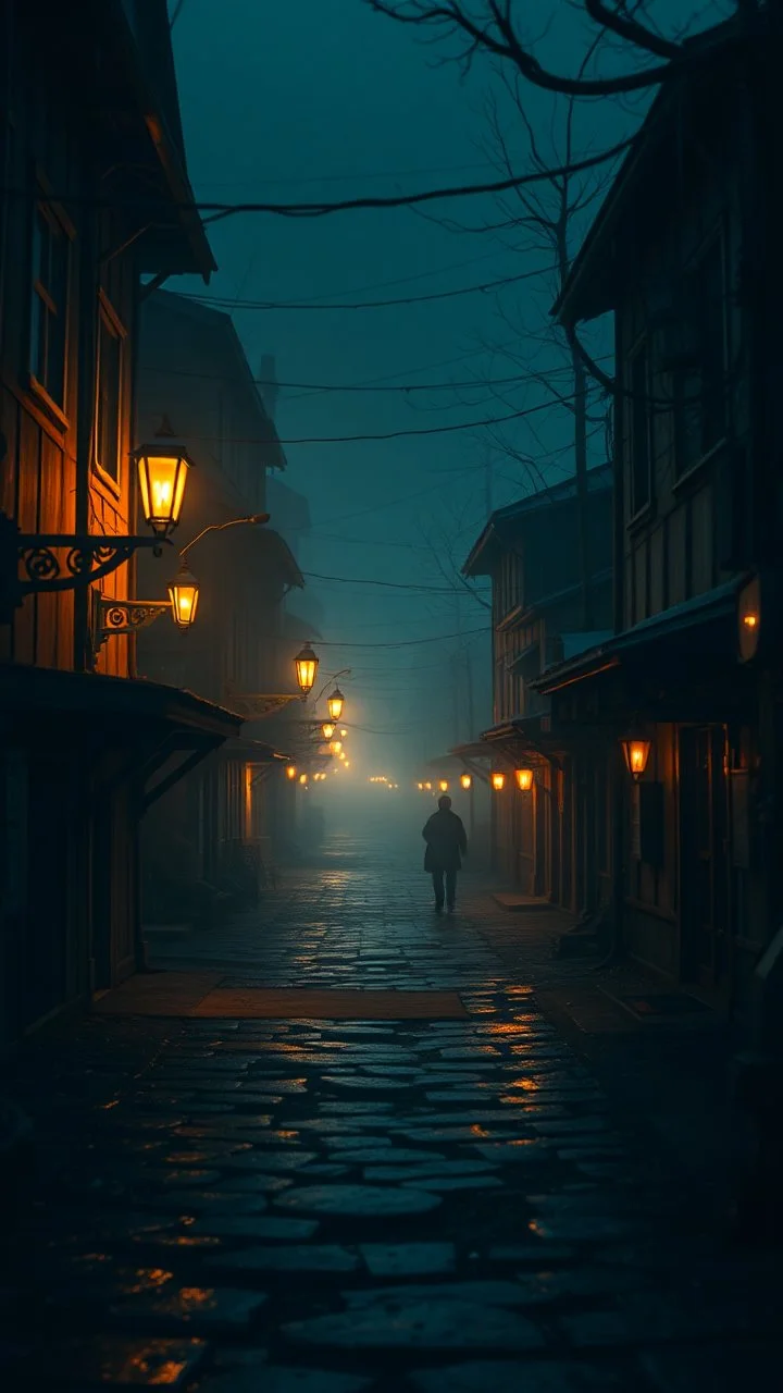 Si-Fi, The permanent under atmospheric lighting effects, intricate historical moody atmosphere, eerie grimdark ambiance, speculative fiction art. Bokeh