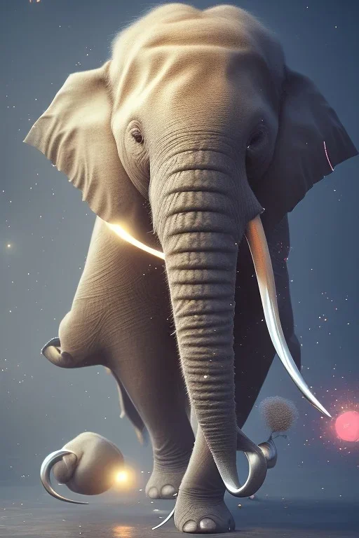 elephant, salvador dali style, volumetric lighting, particles,highly detailed,cinamatic, deep colours,