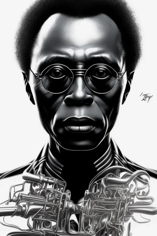 Miles Davis portrait, 8k resolution, handsome, beautiful, detailed skin, detailed hair, r_drawings_rene, scribble, scribble drawing, scribble art, deviantart, rdrawings25