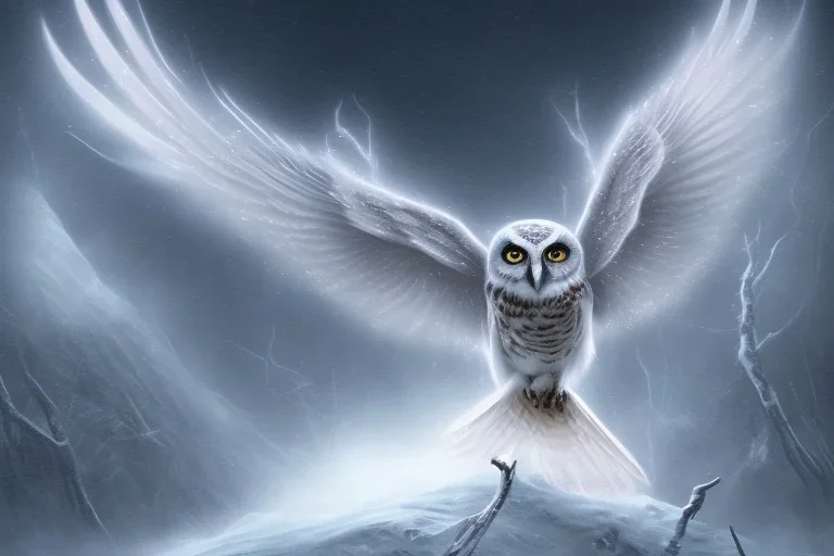 snow winged OWL lightning