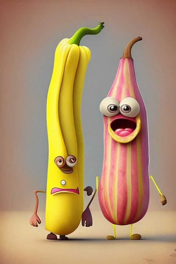 One banana and one bacon cartoon characters Bing friends