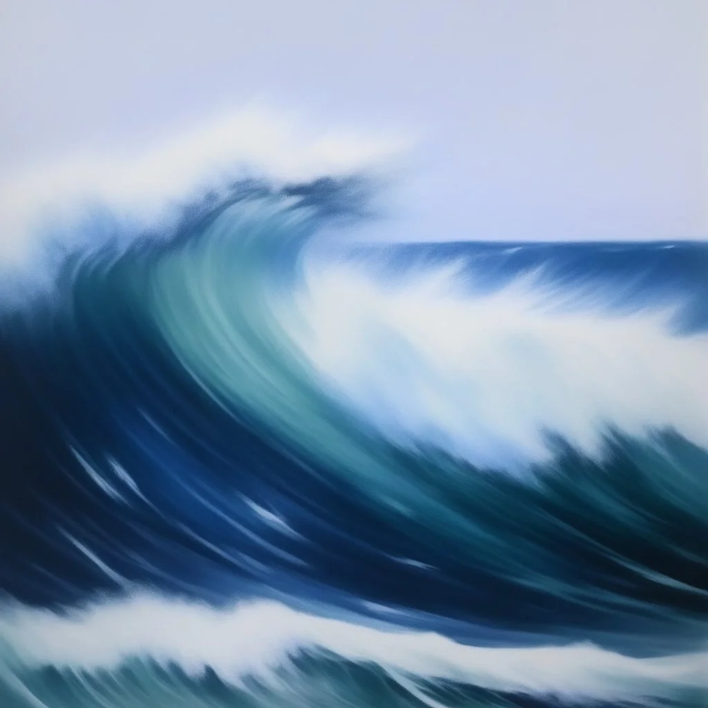 oil painting of a wave and the wind