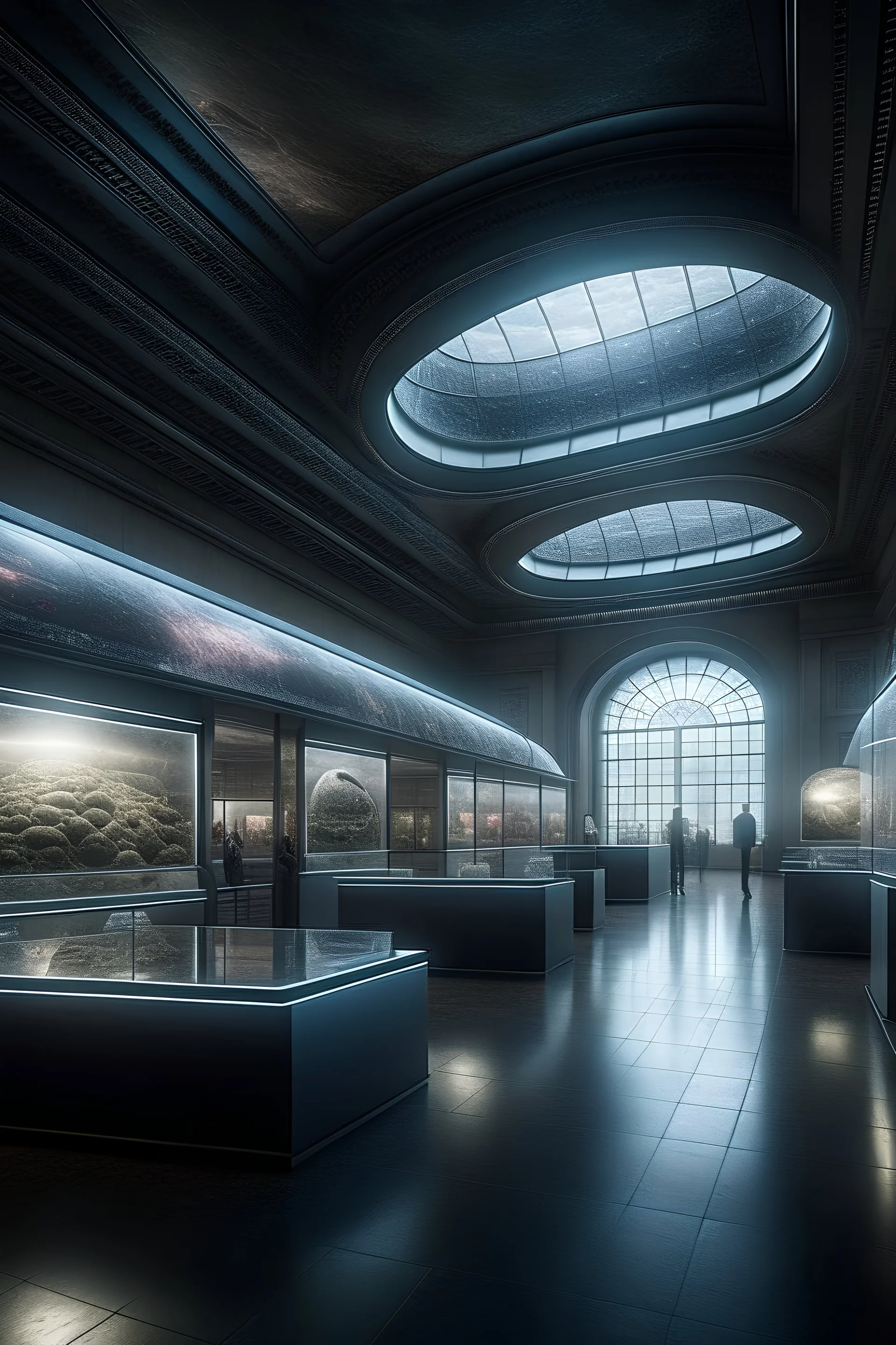 simulate the design of a museum in 2099