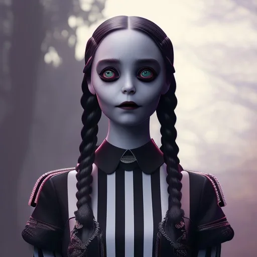 wednesday addams, addams family style, hyper detail, octane render, unreal engine 5, 8k resolation