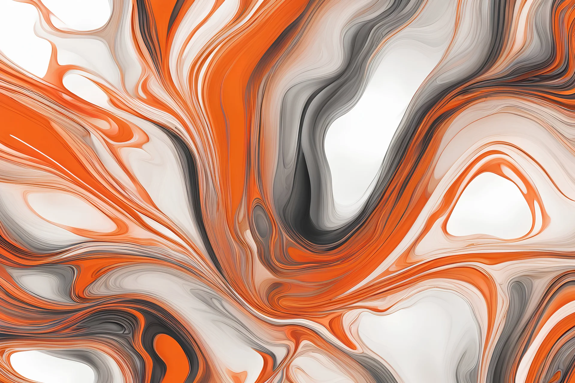 Professional Digital Painting, Abstract Art, orange,liquid