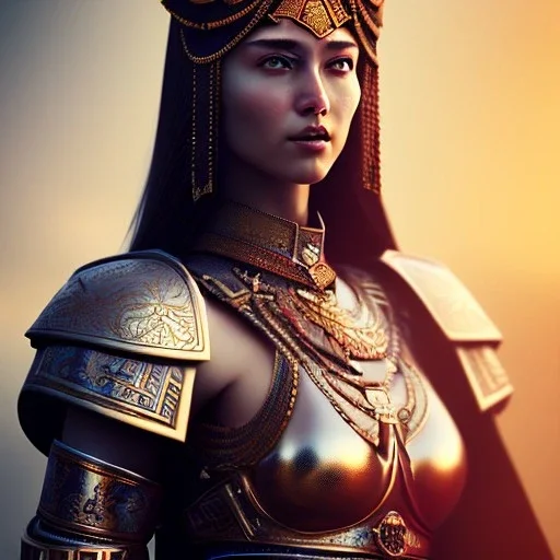 portrait of a warrior with ottoman beautiful girl themed armour, extremely detailed, UHD, 8k,The close-up camera effect,sharp focus, perfect position,hyperphotorealistic, unreal engine 5, octane render