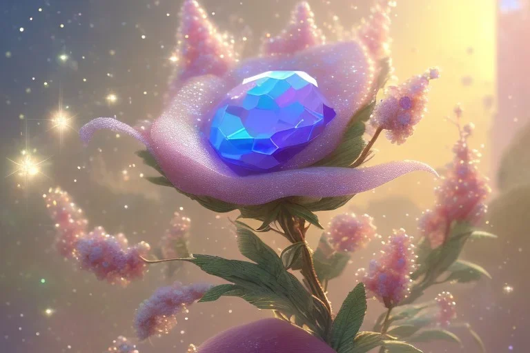 one big crystal subtle flower in a galactic ambiance, transparent petals, delicate colors, in the foreground, with a very little beautiful fairy, full of details, smooth, bright sunshine，soft light atmosphere, light effect，vaporwave colorful, concept art, smooth, extremely sharp detail, finely tuned detail, ultra high definition, 8 k, unreal engine 5, ultra sharp focus