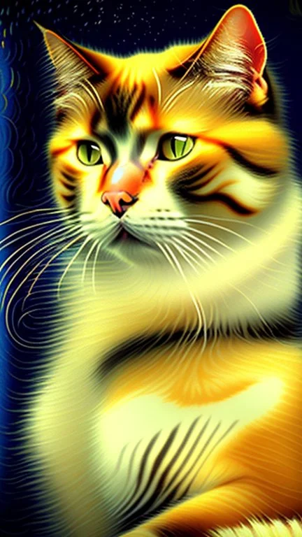 Portrait of a cat by Van Gogh
