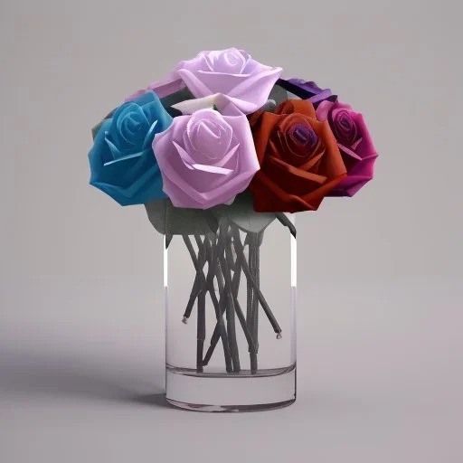 transparent Crystal Rose Bouquet Flower, hyper detailed