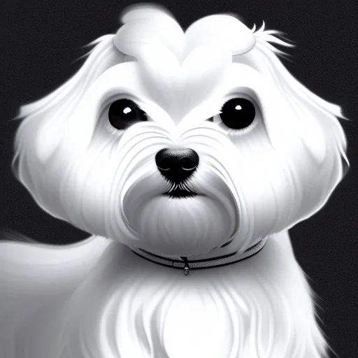 White Maltese dog, big eyes, short hair