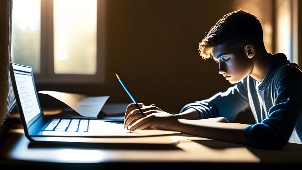 The image for the article depicts a young person sitting in front of a laptop in a well-lit room filled with natural light. The individual appears entirely focused on the process of online learning, holding a pen in their hand and jotting down important notes. On the screen in front of them, an educational interface can be seen, featuring a variety of learning materials, including e-books and educational videos. The image conveys the concept of self-directed learning and personal development thr