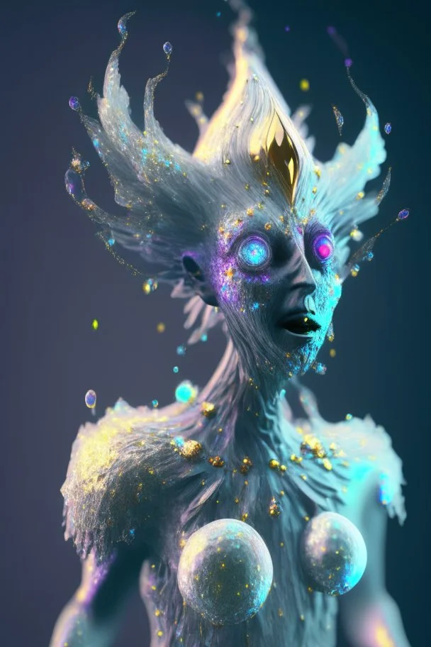 anthropomorphic malign spirit,award-winning cgi, blender, rendered,coloured, sparkling, pale colouring