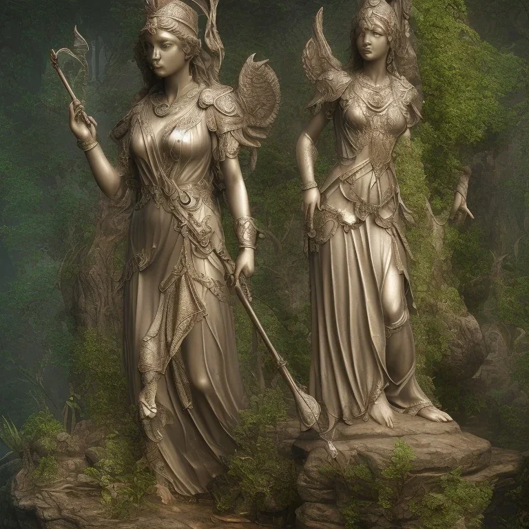 old statue stone godess athena, abandoned between moutain, swamp, water, glass, fog, highly realistic, highly detailed, intricate, 8k