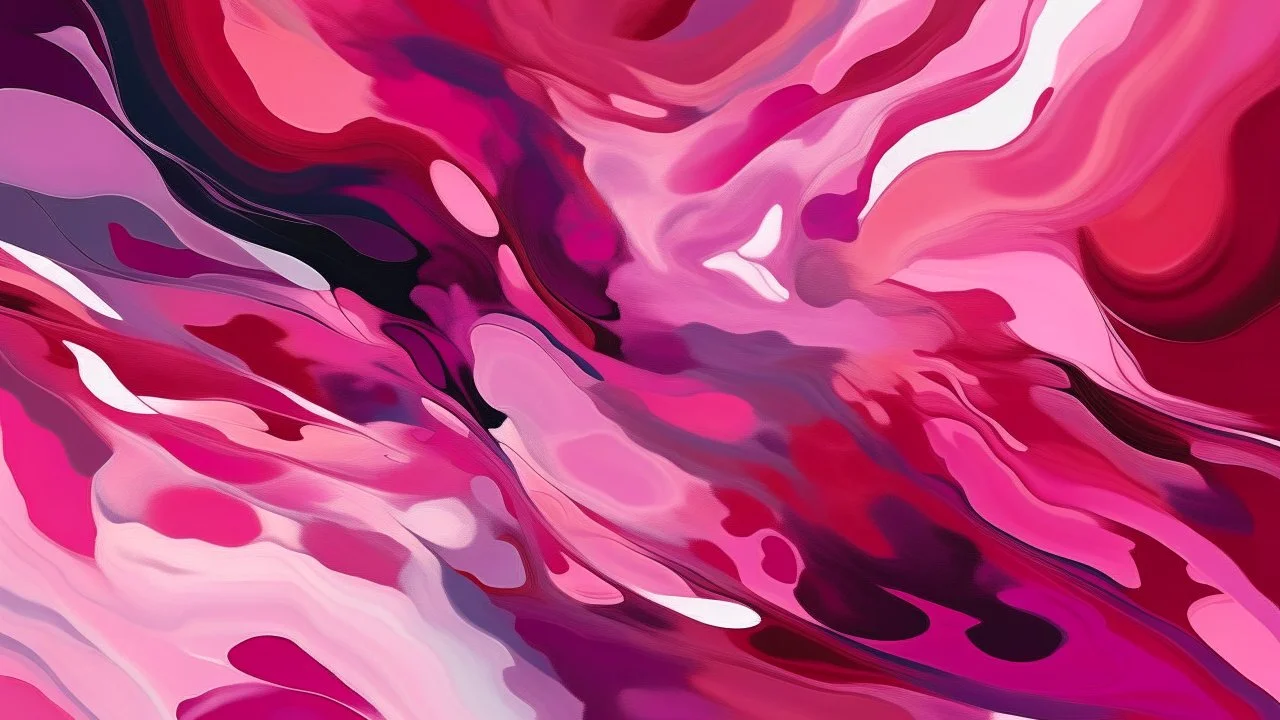 Produce an abstract image of a mind's inner thoughts, using a limited color palette of shades of pink and purple