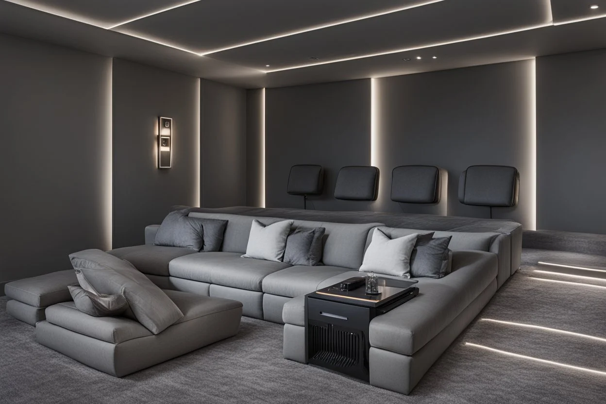 home cinema room with LED lighting in the walls make sure the room is completely symmetrical