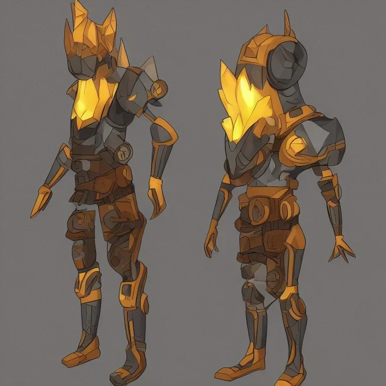 protogen steampunk ancient crystal tech full body fire elemental