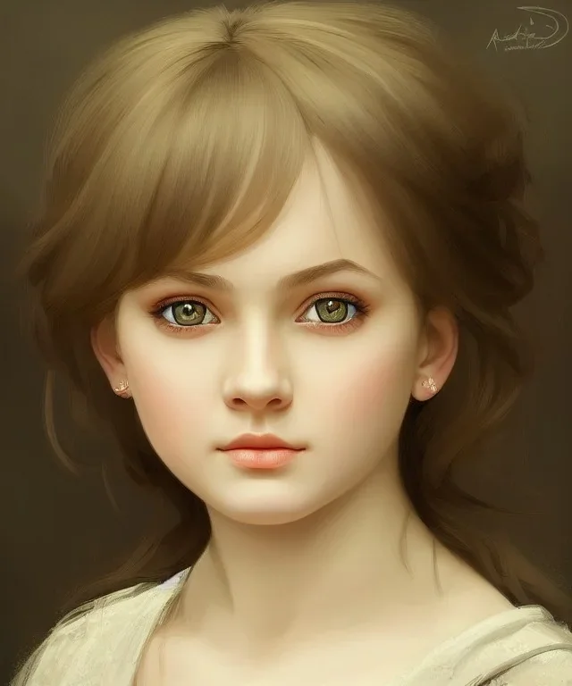 intricate, elegant, sharp focus, illustration, detailed eyes, digital painting, concept art, matte, masterpiece, face portrait of a young and cute ukrainian girl, au naturel, adorable, round face, slightly smiling, art by andrey shishkin