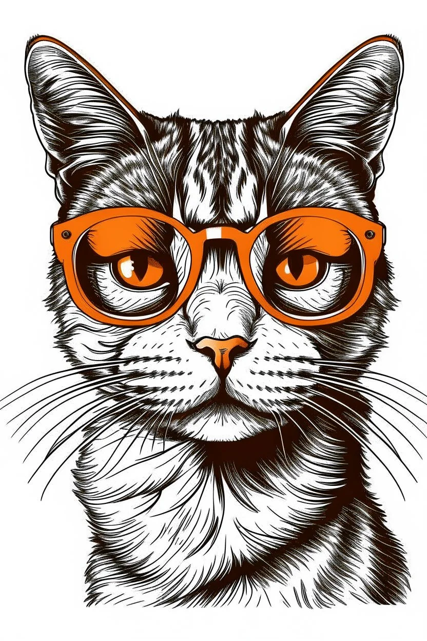 CAT wearing sunglasses, Style: , Mood: Groovy, T-shirt design graphic, vector, contour, white background 4k.