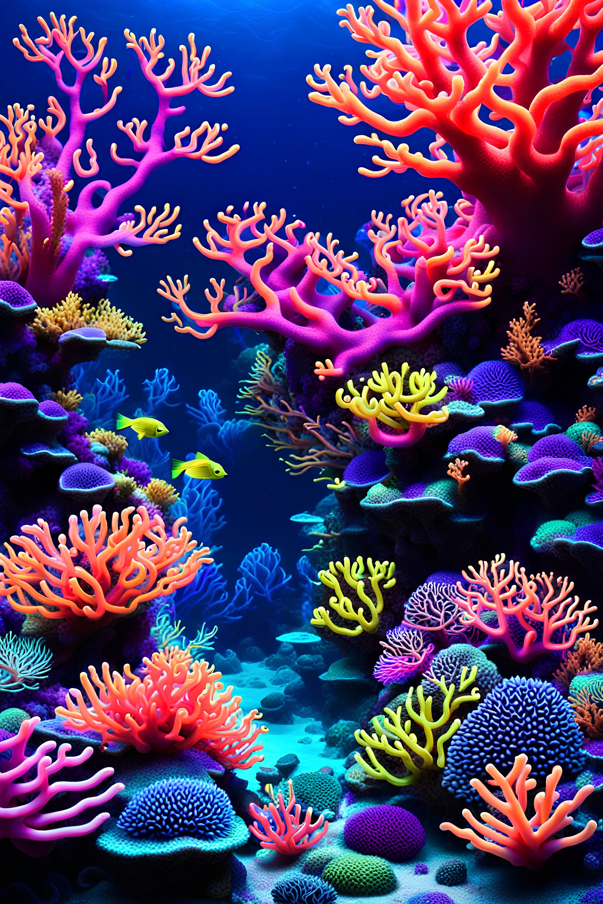 surreal neon coral reef