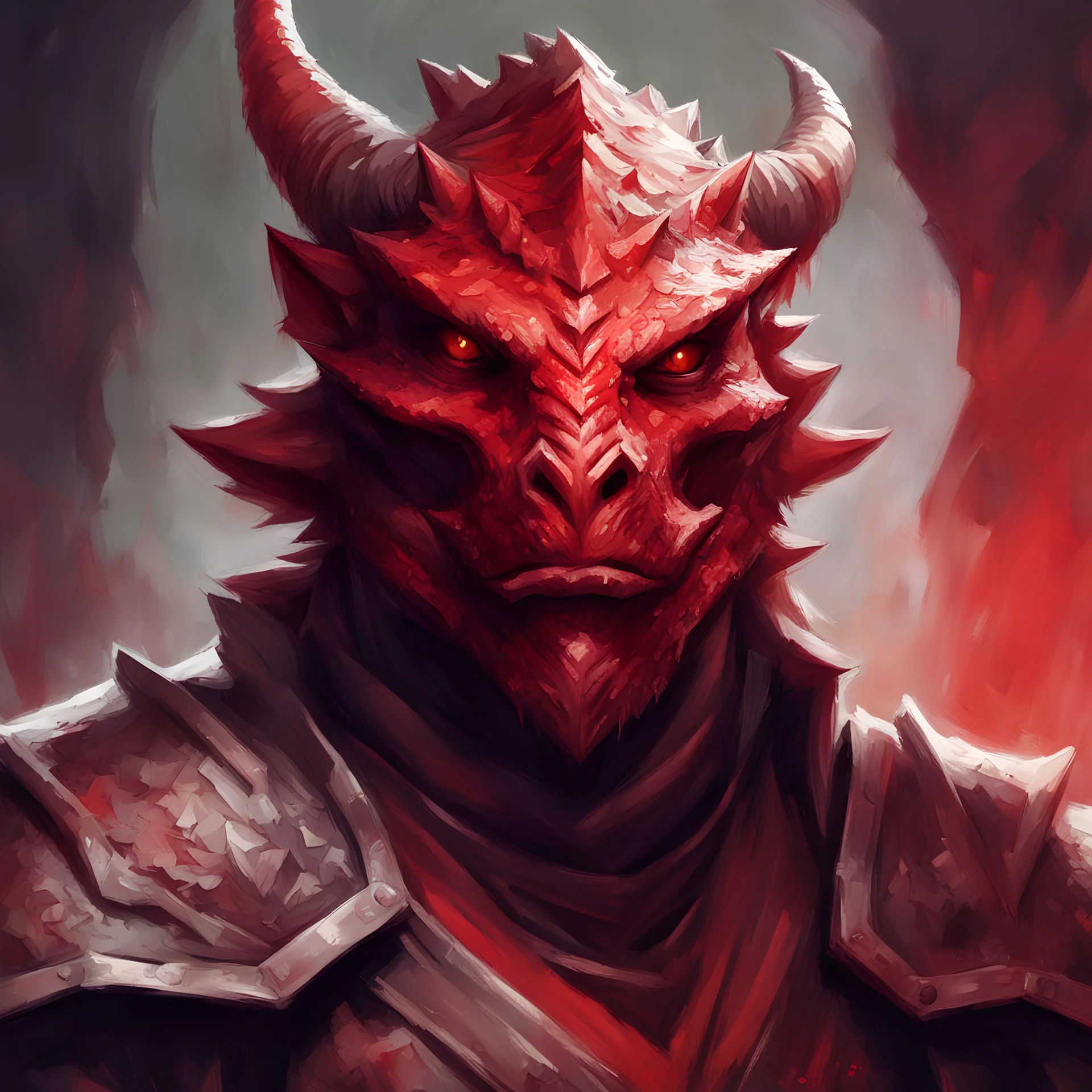 dnd, portrait of dragonborn with red scale