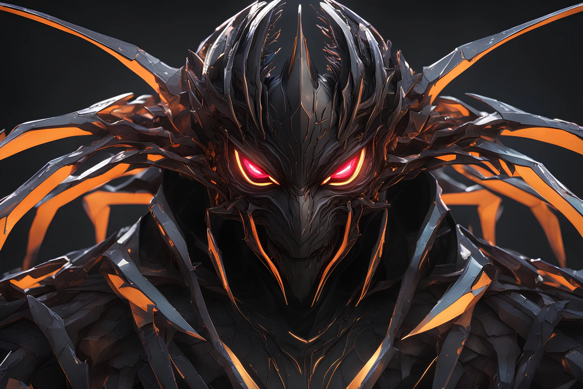 grendel in 8k solo leveling shadow artstyle, spider model, neon effect, magic circle, full body, apocalypse, cover eyes, intricate details, highly detailed, high details, detailed portrait, masterpiece,ultra detailed, ultra quality