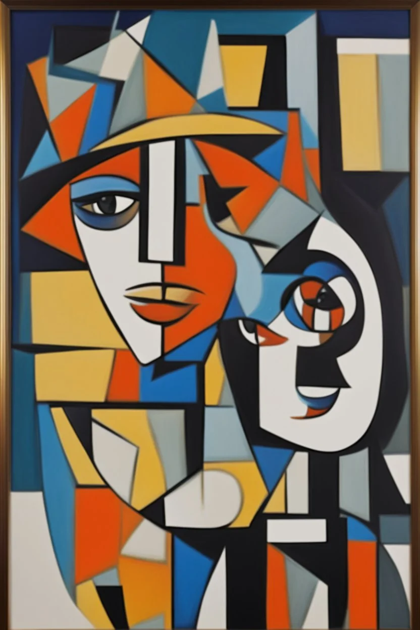 A rectangular Cubist Picasso style painting