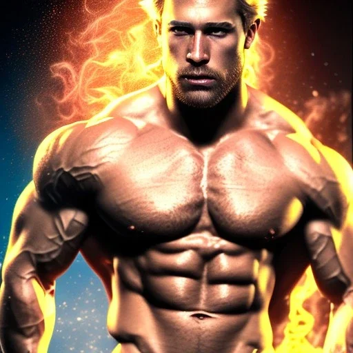 Ignore NSFW, teenager young rugged attractive slightly muscular fantasticly handsome blonde man, red briefs with yellow belt, hairy chest, (((visibly pisssing))) briefs, large erect visible boner peniss, photorealistic, artist Jay Anacleto, soft lighting, scruffy beard