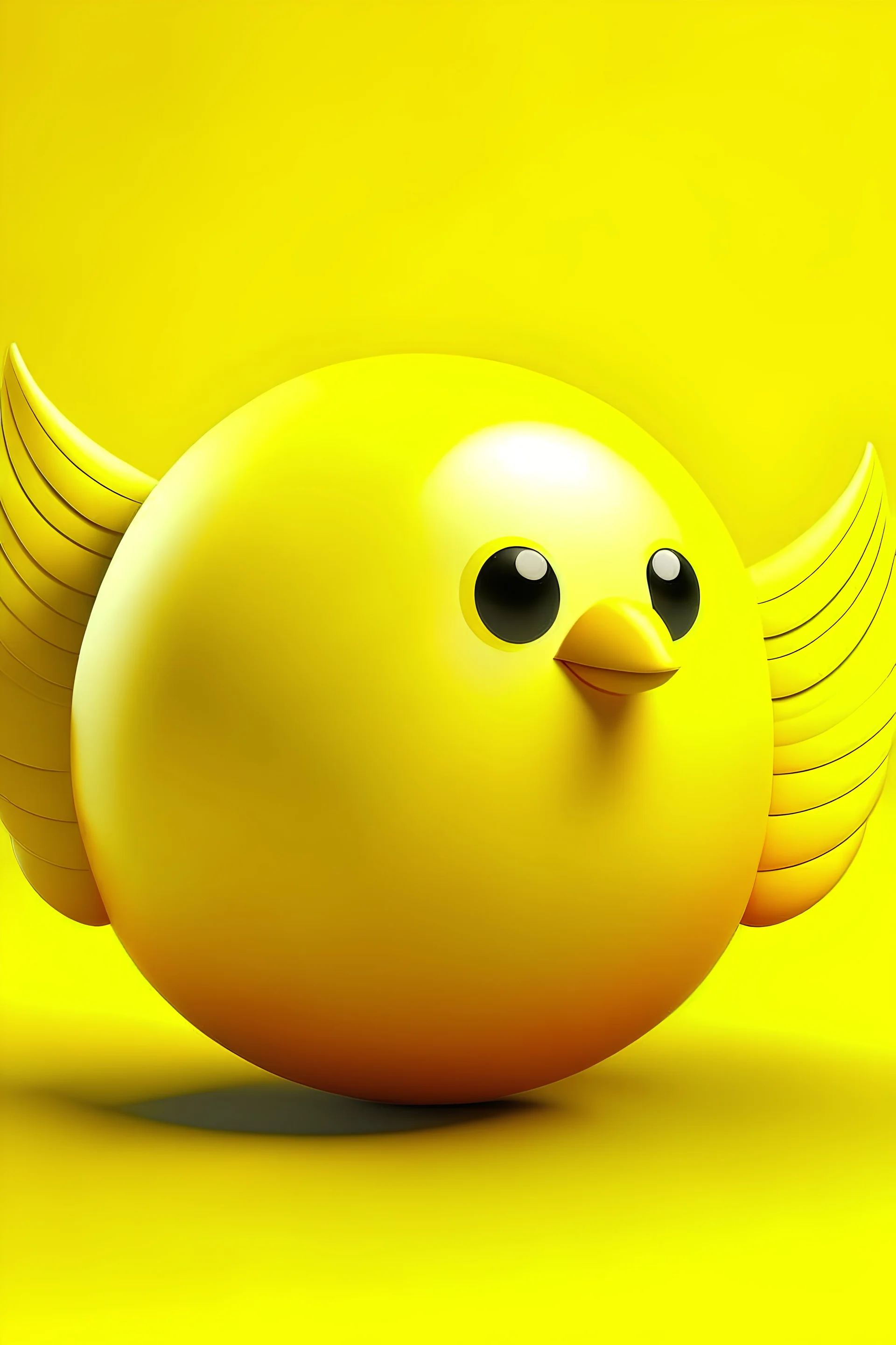 A fluf yellow ball with wings. Toy. Floating.