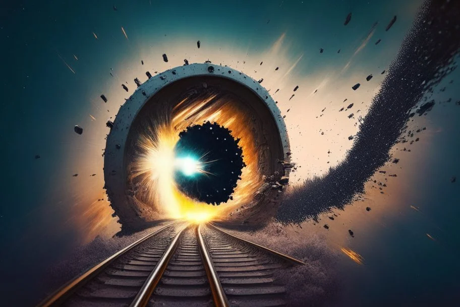 A train falling into blackhole.