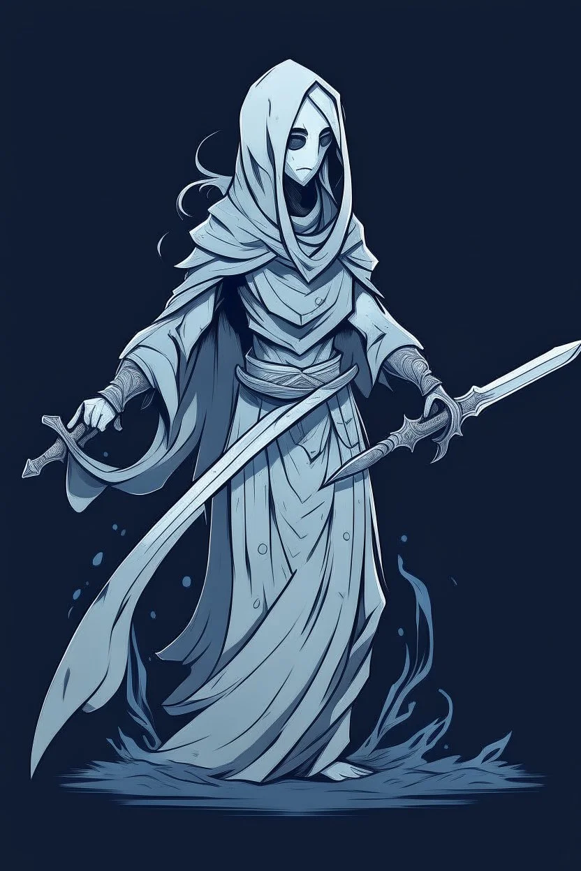female ghost wielding a sword