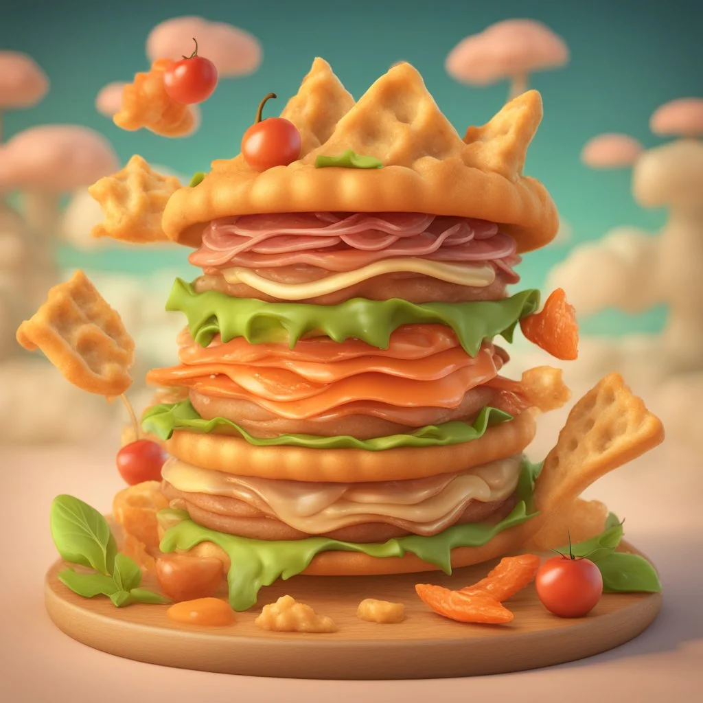 fantasy savoury food land. illustration 3d style. HD