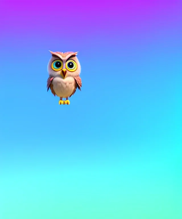 cute, full body owl gradient, one color background